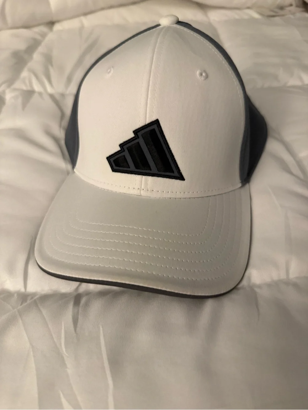 Adidas White and Gray Logo Structured Baseball Hat